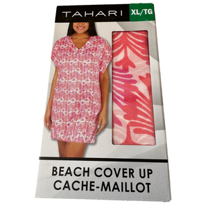 Tahari Pink White Beach Cover-Up Woman Lady XL Size 16 Brand New In Package